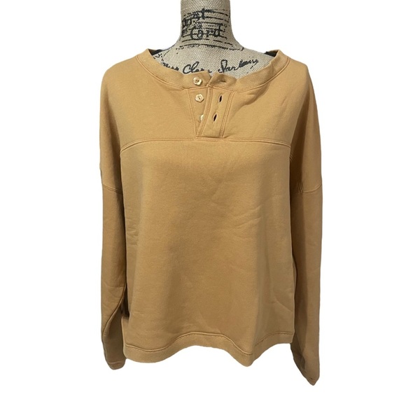 Lisa Says Gah Oversized Cropped Sweatshirt Pullover Crew Gold Brown Size 3XL - Picture 1 of 7